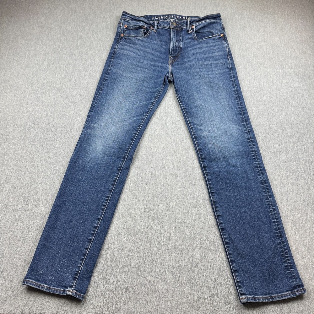 American Eagle Jeans Men 32x32 Blue Airflex Slim Straight Tapered Mid Rise Pants